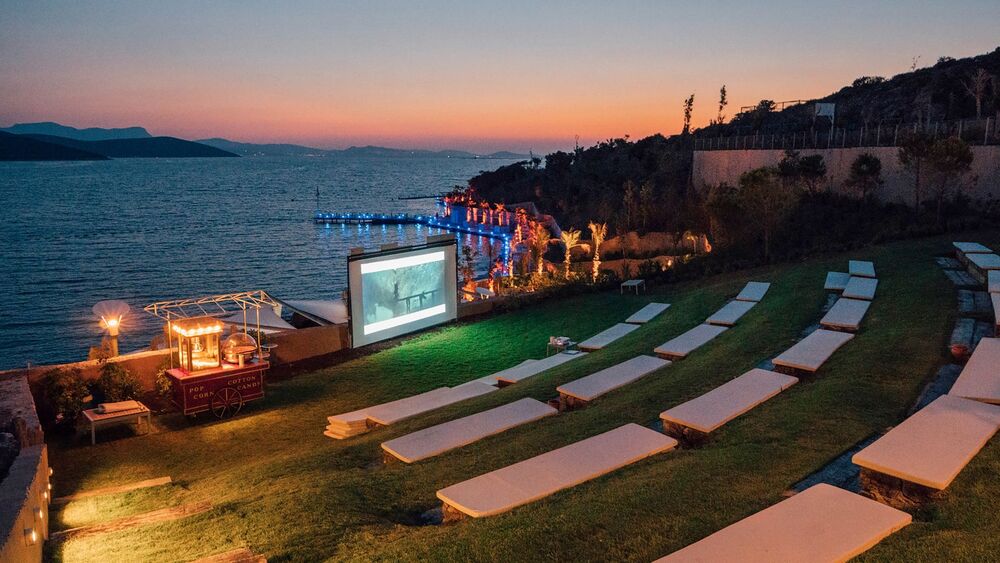 Soirée cinéma en terrasse face au lac d'Annecy